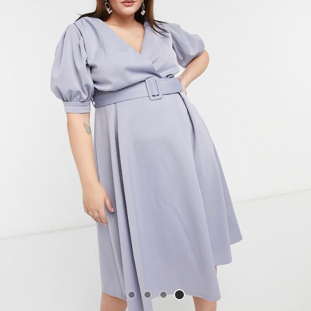 ASOS Curve Soft Blue Dress - MIDI Dress - Prom Style - Bridal